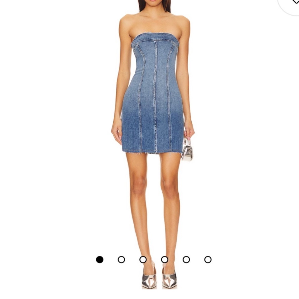 Strapless Denim Mini Dress - Blue